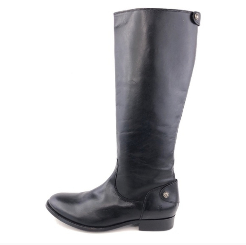 Frye Melissa Back Zip Black Leather Tall Riding Boots Size 7B